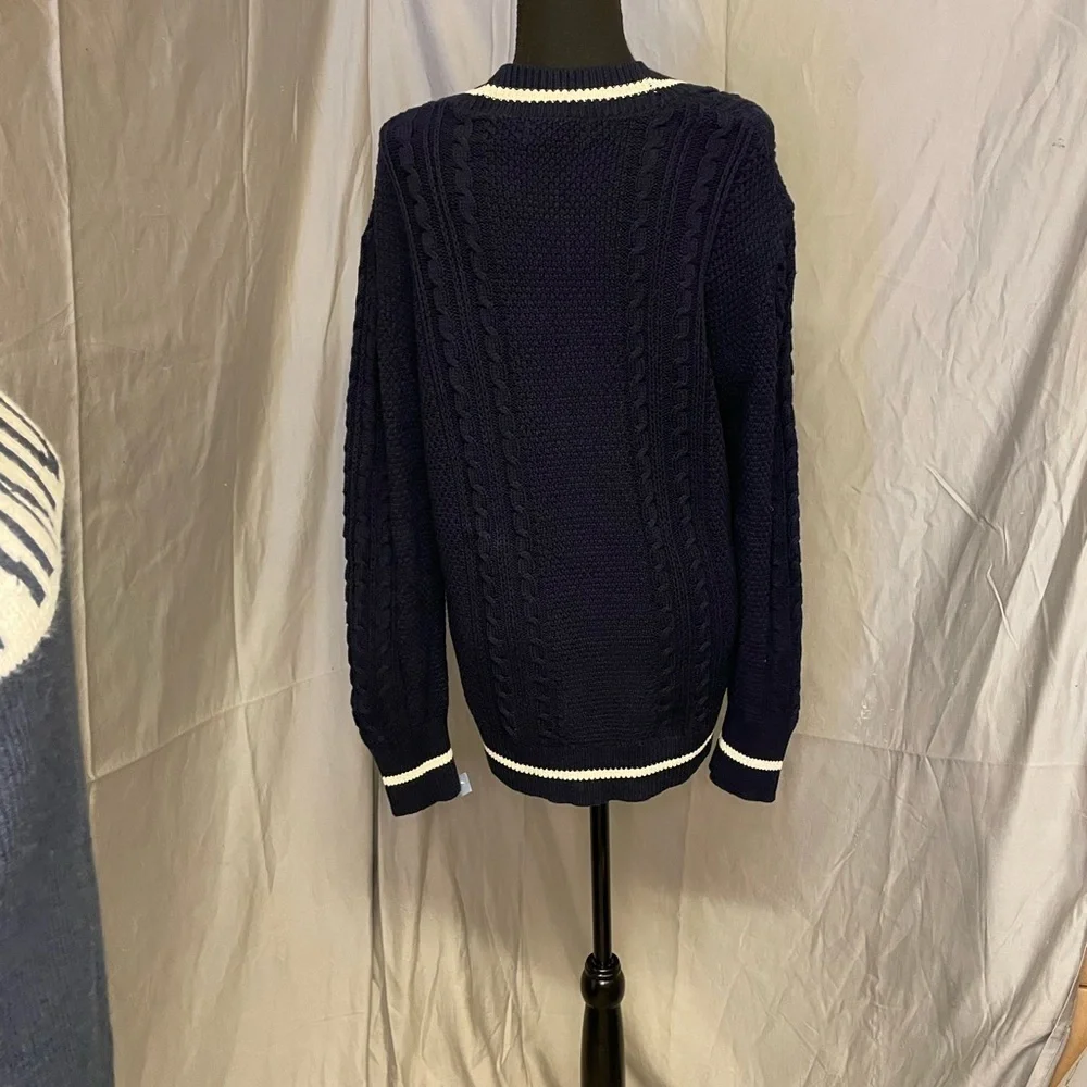 Art Of Rhetoric Classic Navy Cardigan with White Trim